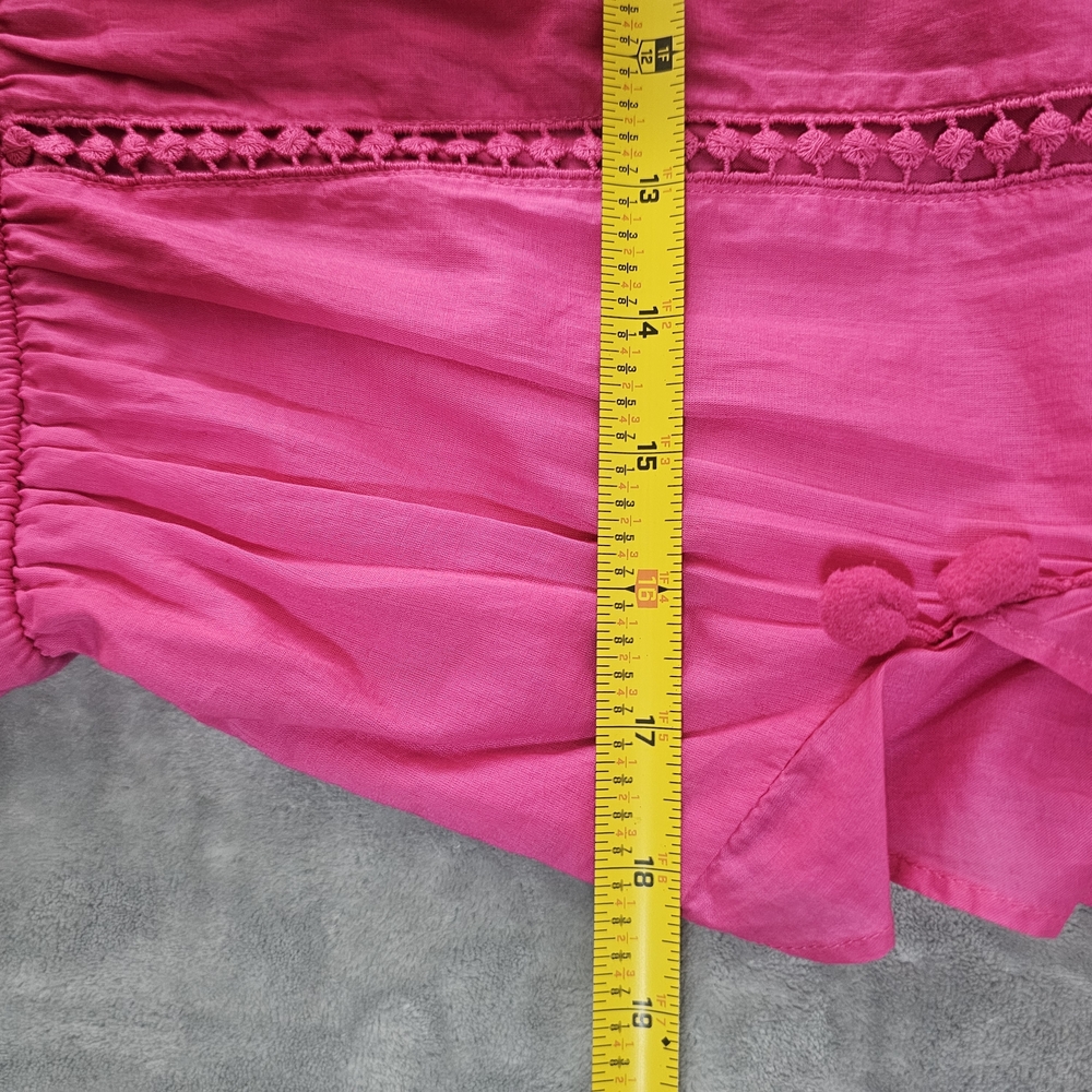 J. Crew Point Sur Pom‎ Pom Flutter Sleeve Midi Dress Flamingo Pink sz 12P - Picture 12 of 13
